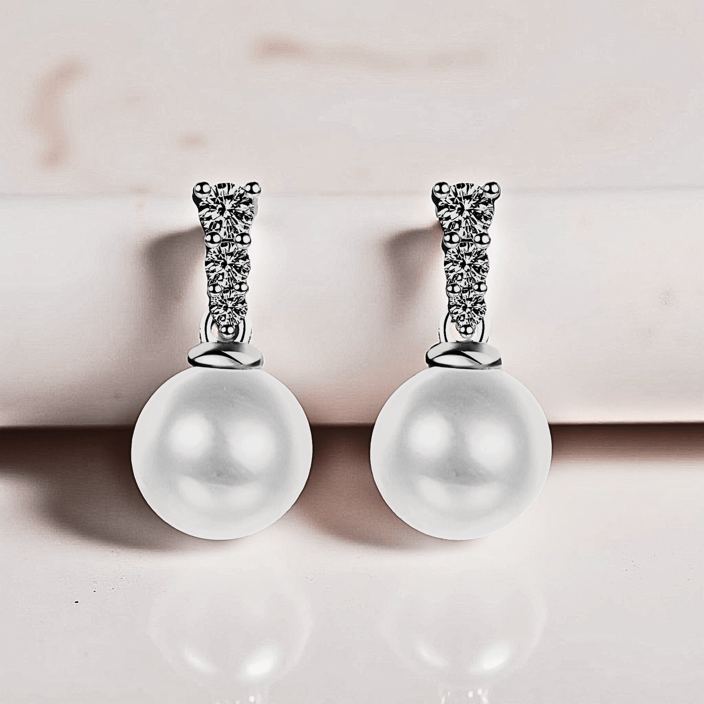 Marina Drops 0.23ct - Moissanite Pearl Earrings in 925 sterling silver