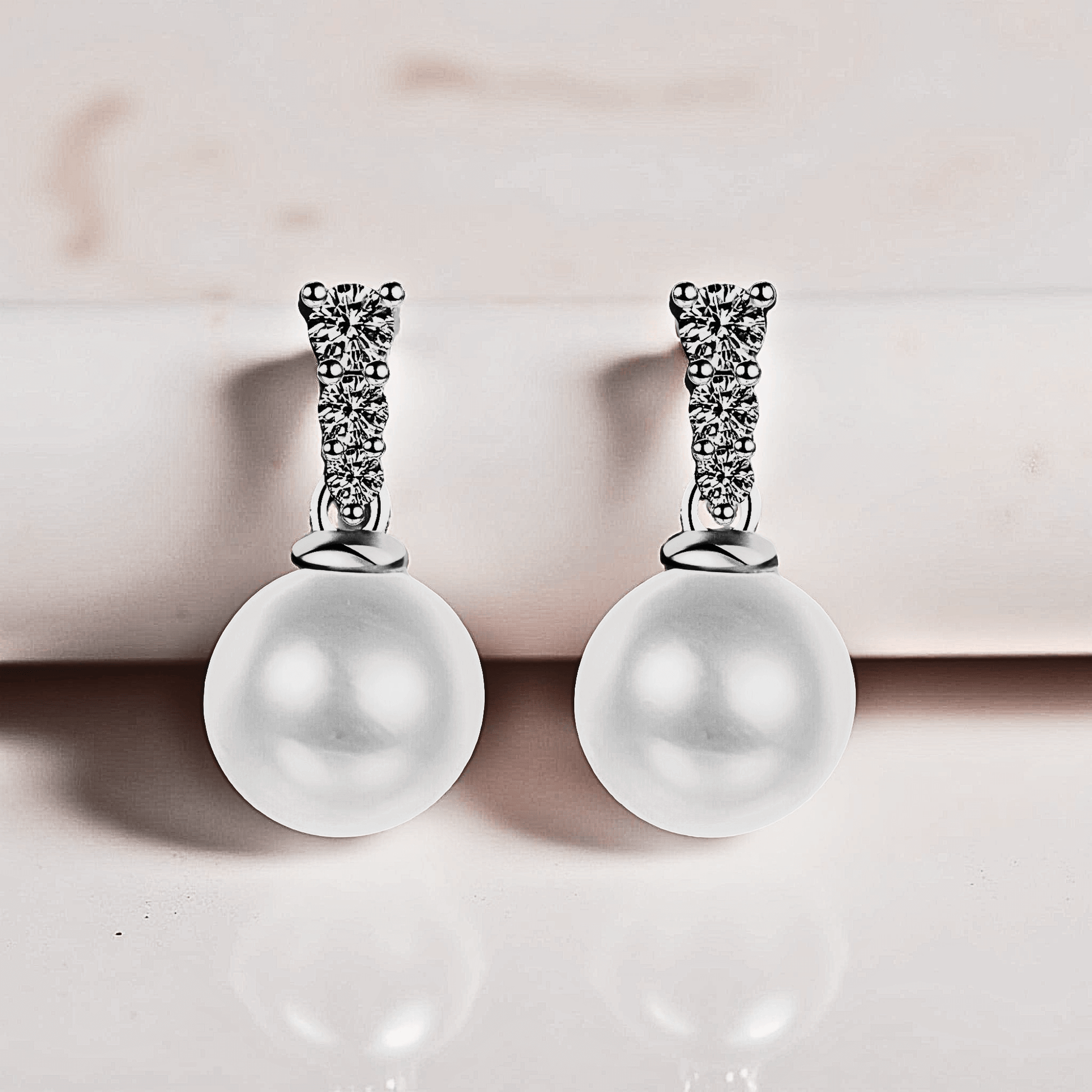 Marina Drops 0.23ct - Moissanite Pearl Earrings in 925 sterling silver