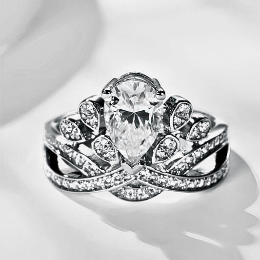 Diadem Ring 1.5ct - Crown shaped moissanite ring in 925 sterling silver. | Moissanite crown ring