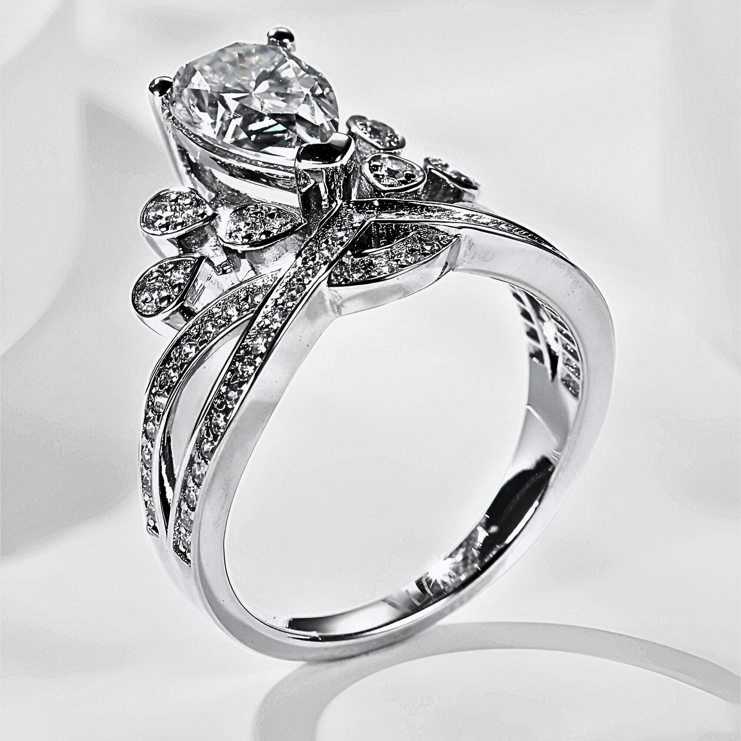 Diadem Ring 1.5ct - Crown shaped Moissanite ring in 925 sterling silver.  | Moissanite crown ring