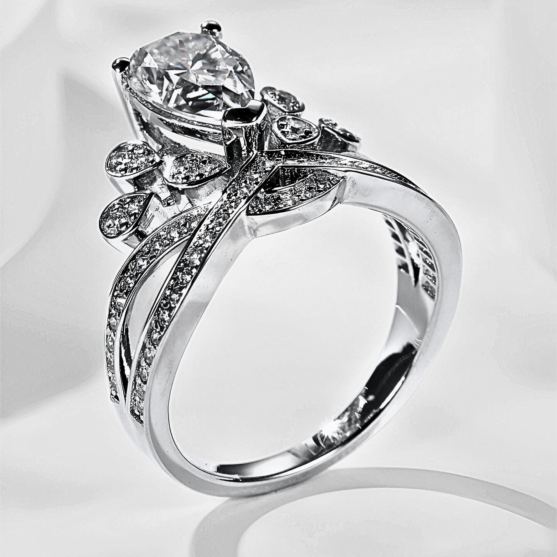 Diadem Ring 1.5ct - Crown shaped Moissanite ring in 925 sterling silver.  | Moissanite crown ring