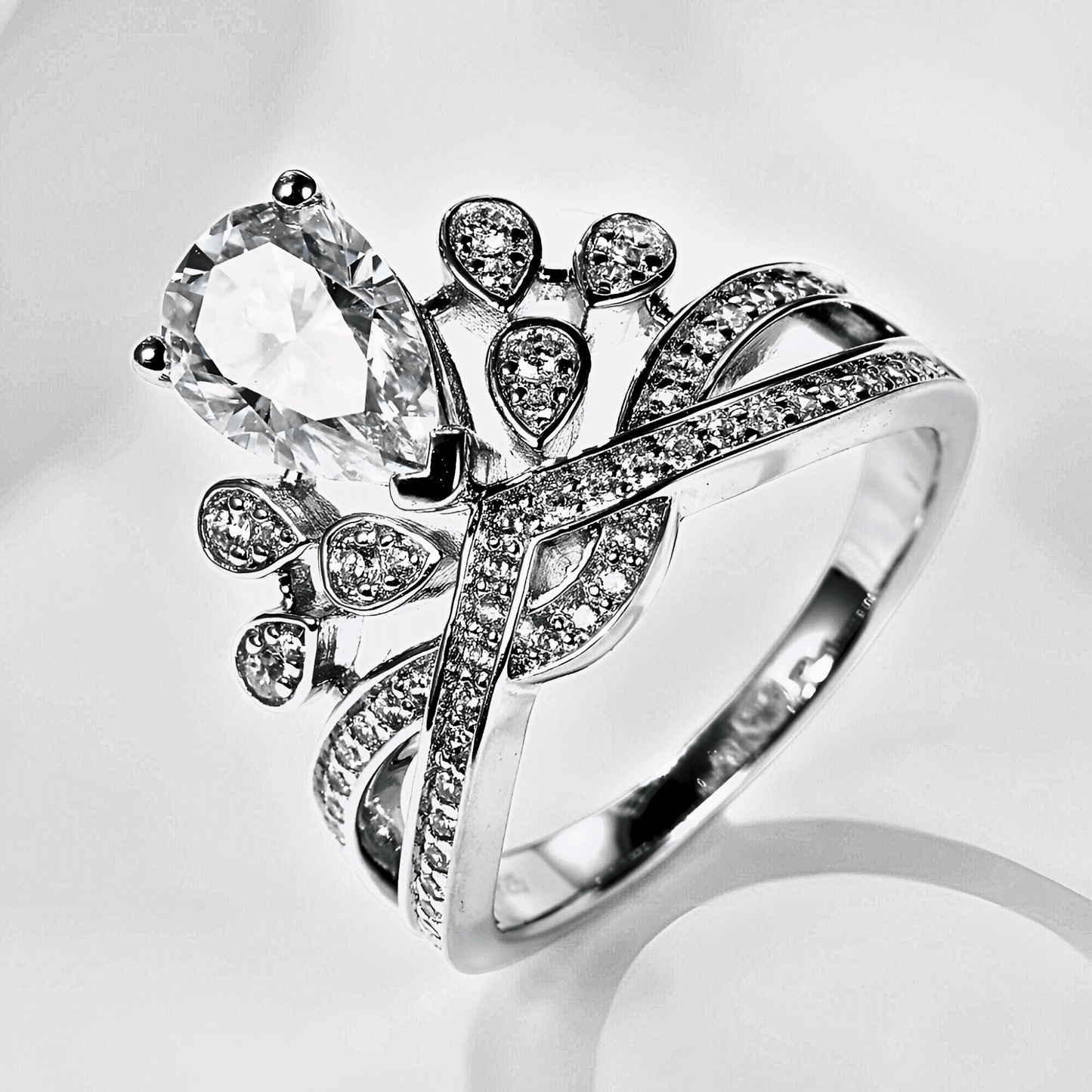 Diadem Ring 1.5ct - Crown shaped Moissanite ring in 925 sterling silver.  | Moissanite crown ring