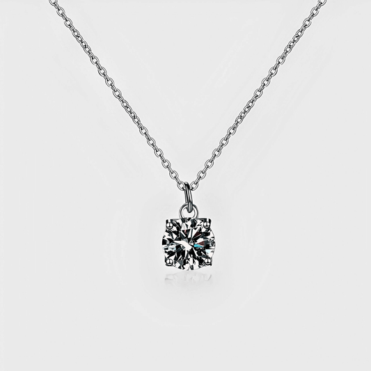 Ladina Pendant 1ct - Moissanite pendant Necklace featuring a sparkling white moissanite in 925 sterling silver.