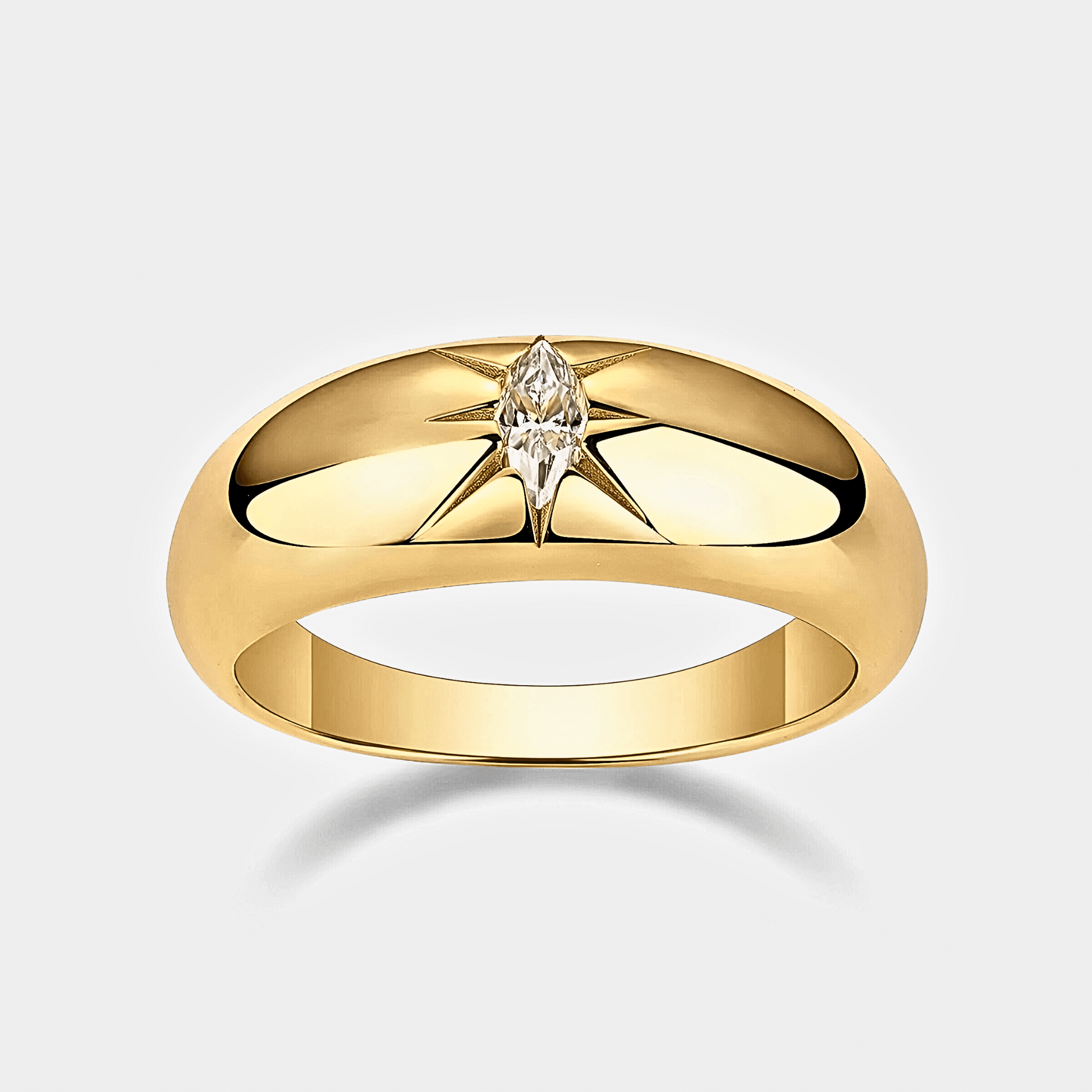 Bellatrix Band - Gold Ring with a 0.1 carat moissanite star.