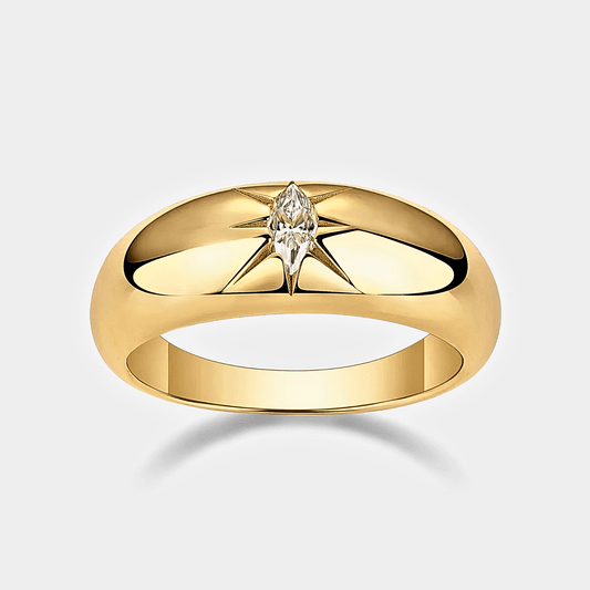 Bellatrix Band - Gold Ring with a 0.1 carat moissanite star.