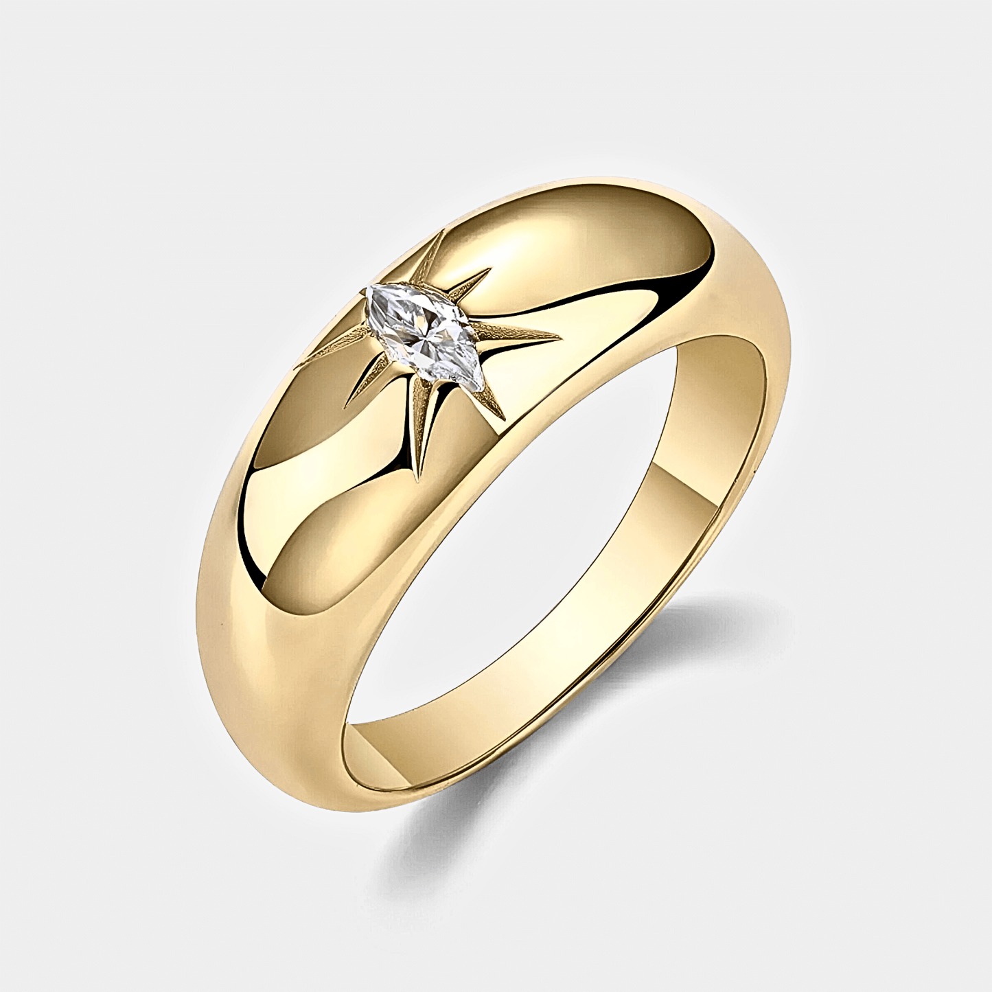 Bellatrix Band - Gold Ring with a 0.1 carat moissanite star.
