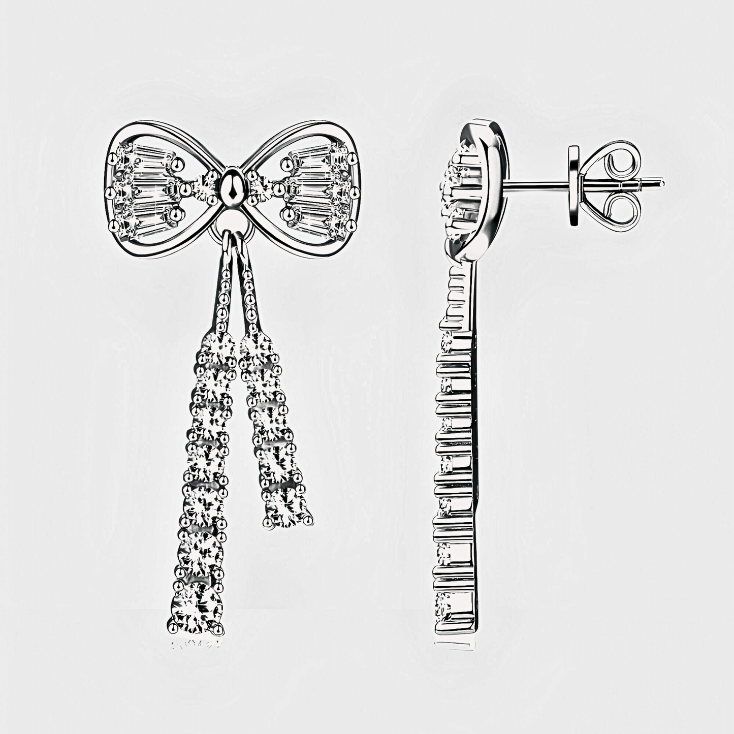 Elodie Earrings 1.12ct - Bow Shaped earrings made from 925 sterling silver and white moissanite
