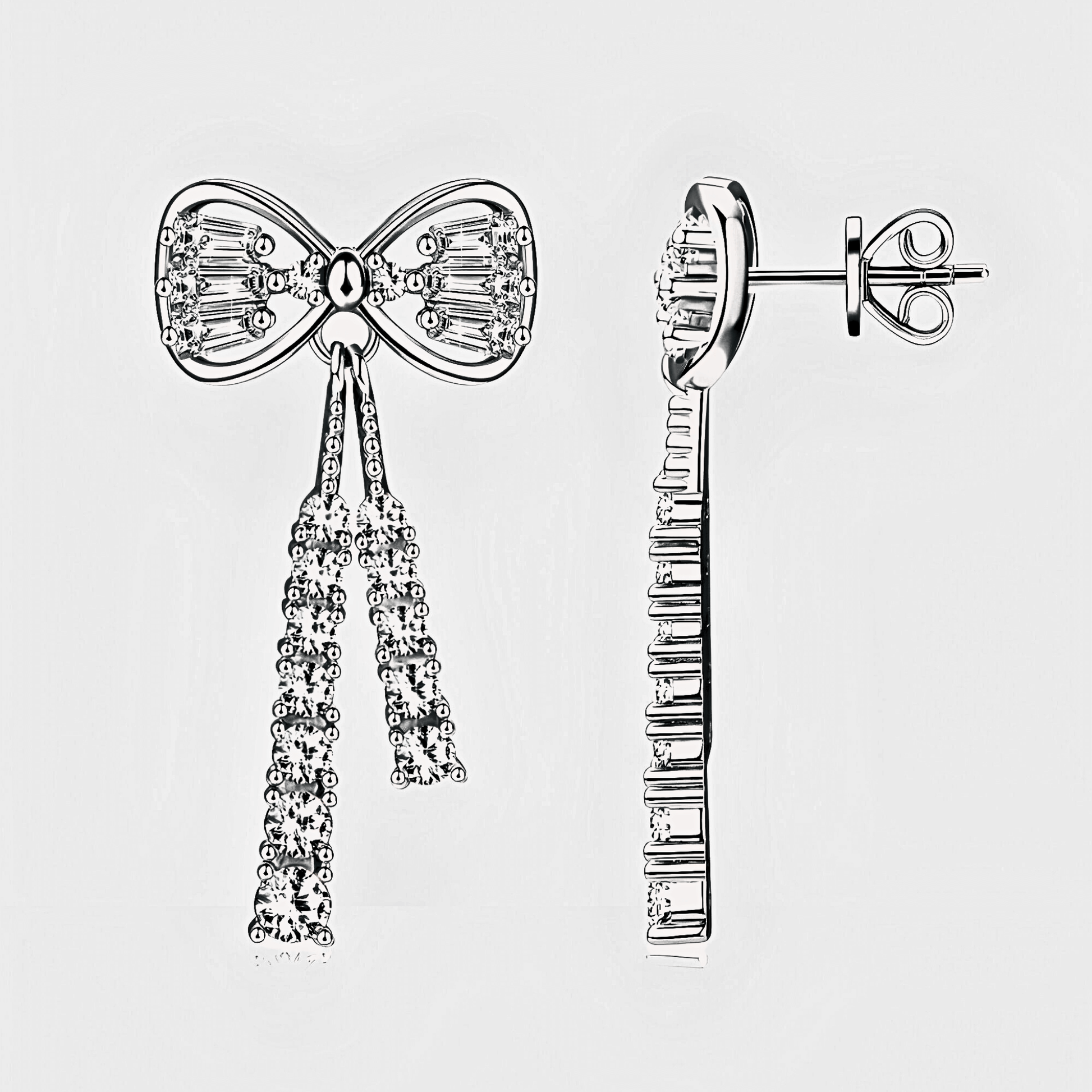 Elodie Earrings 1.12ct - Bow Shaped earrings made from 925 sterling silver and white moissanite