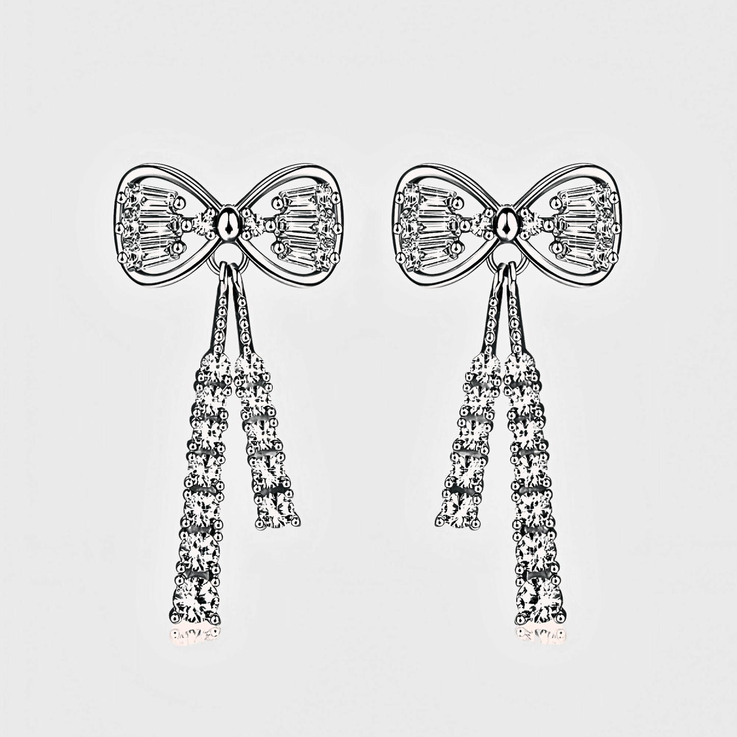 Elodie Earrings 1.12ct - Bow Shaped earrings made from 925 sterling silver and white moissanite