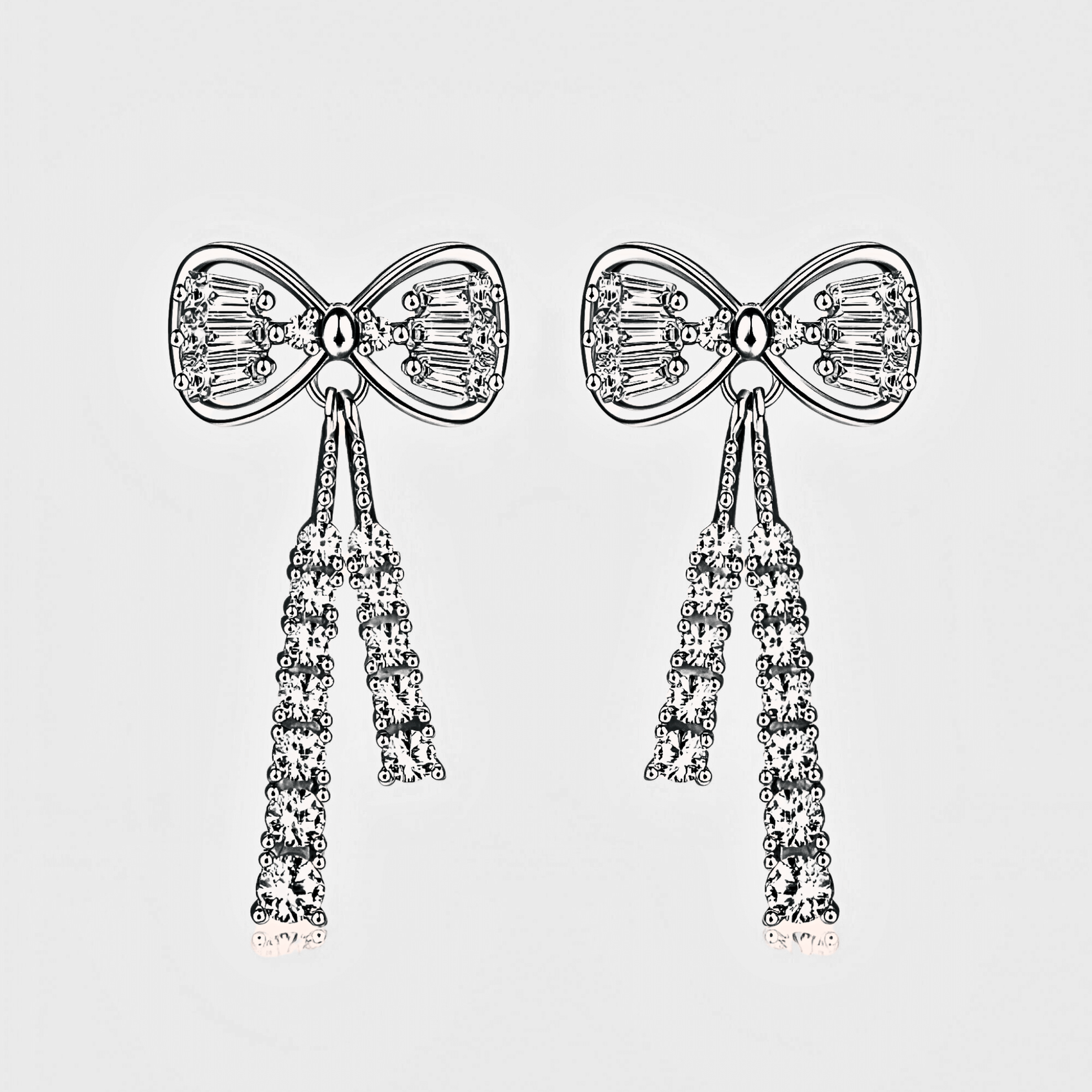 Elodie Earrings 1.12ct - Bow Shaped earrings made from 925 sterling silver and white moissanite
