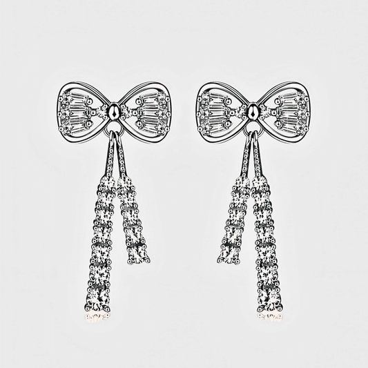 Elodie Earrings 1.12ct - Bow Shaped earrings made from 925 sterling silver and white moissanite
