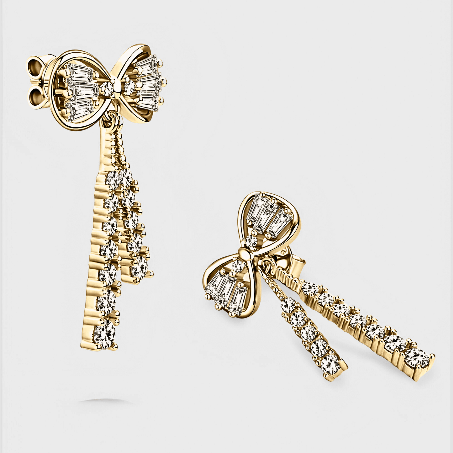 Elodie Earrings 1.12ct - 18k gold Bow Shaped earrings with white moissanite
