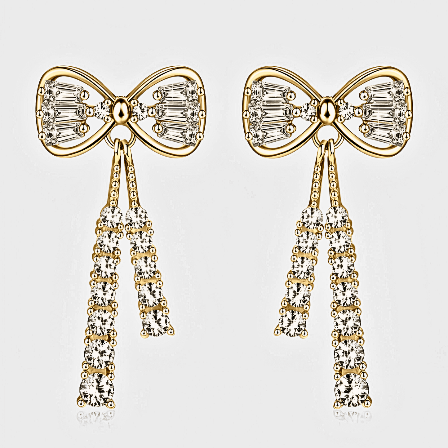 Elodie Earrings 1.12ct - 18k gold Bow Shaped earrings with white moissanite