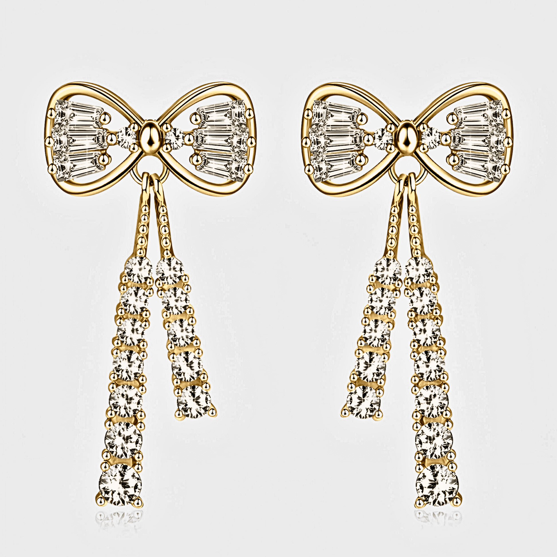 Elodie Earrings 1.12ct - 18k gold Bow Shaped earrings with white moissanite
