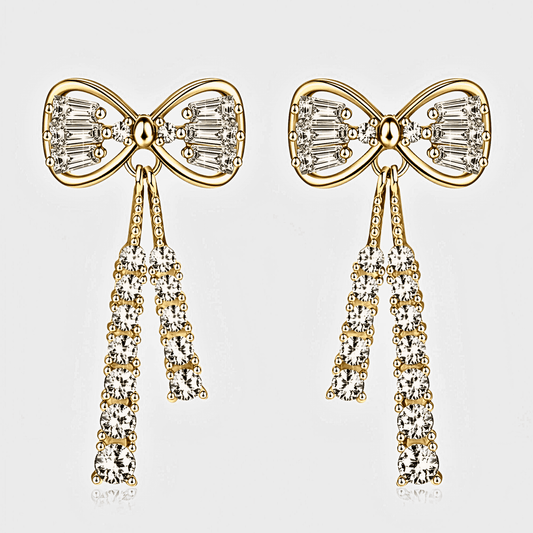 Elodie Earrings 1.12ct - 18k gold Bow Shaped earrings with white moissanite