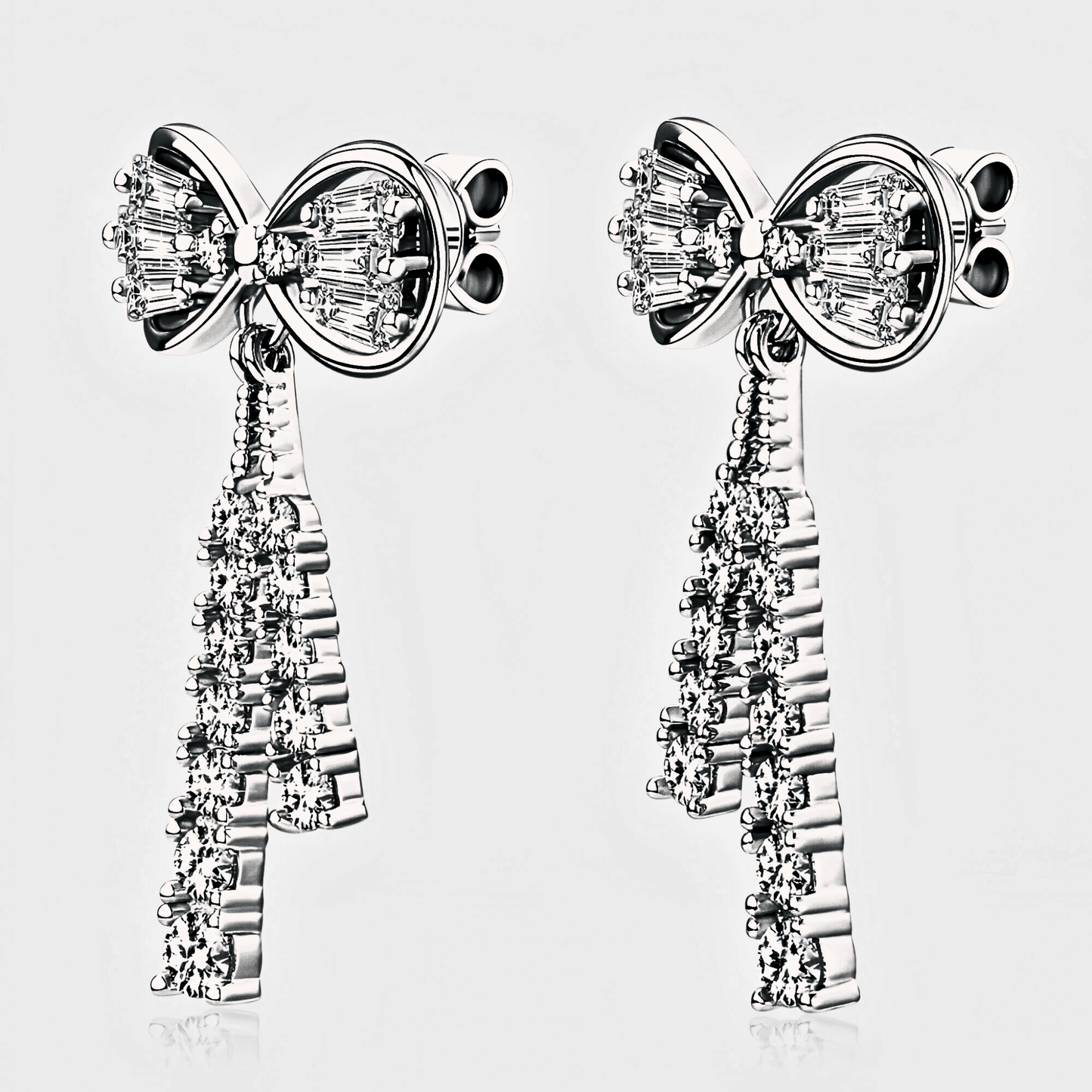 Elodie Earrings 1.12ct - Bow Shaped earrings made from 925 sterling silver and white moissanite