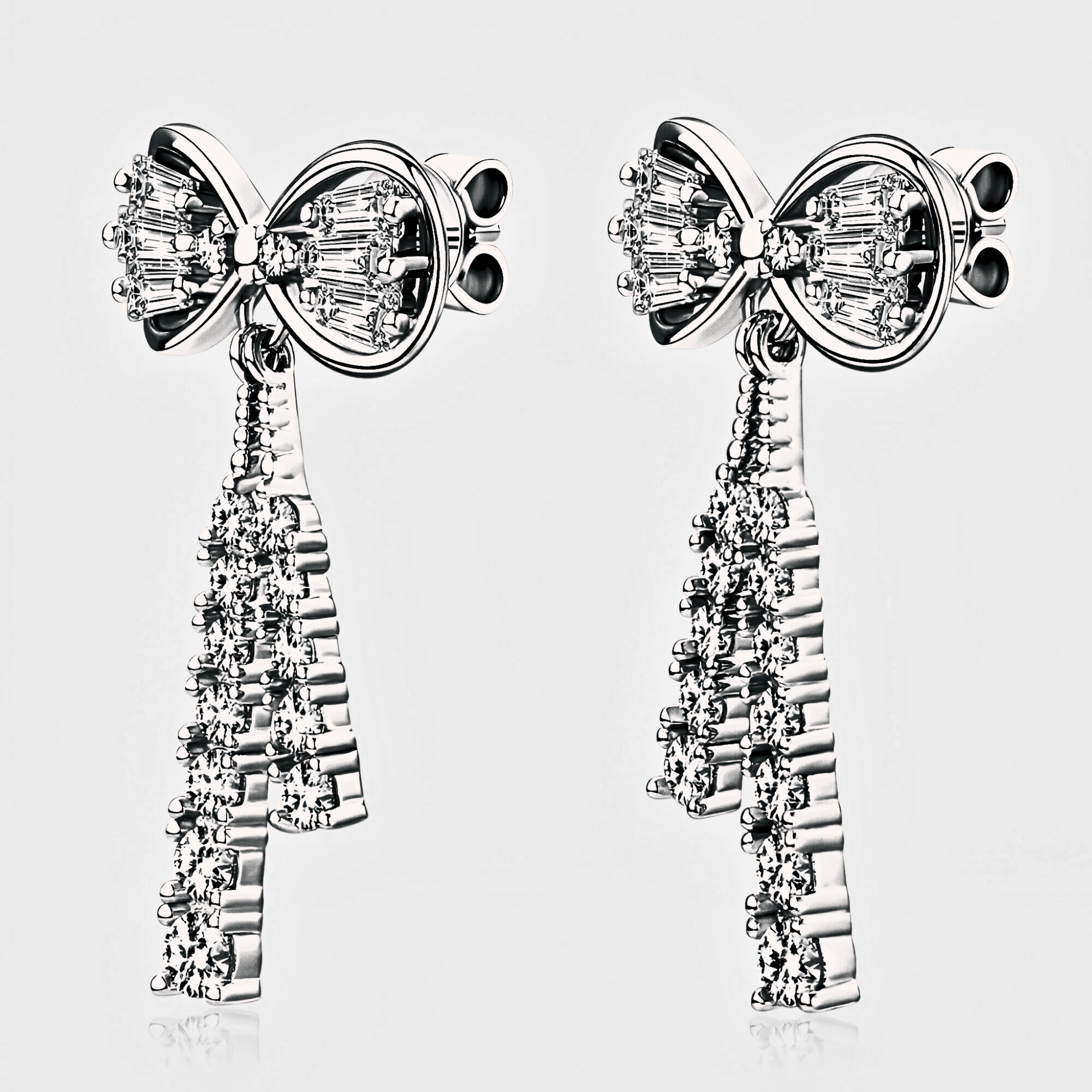 Elodie Earrings 1.12ct - Bow Shaped earrings made from 925 sterling silver and white moissanite