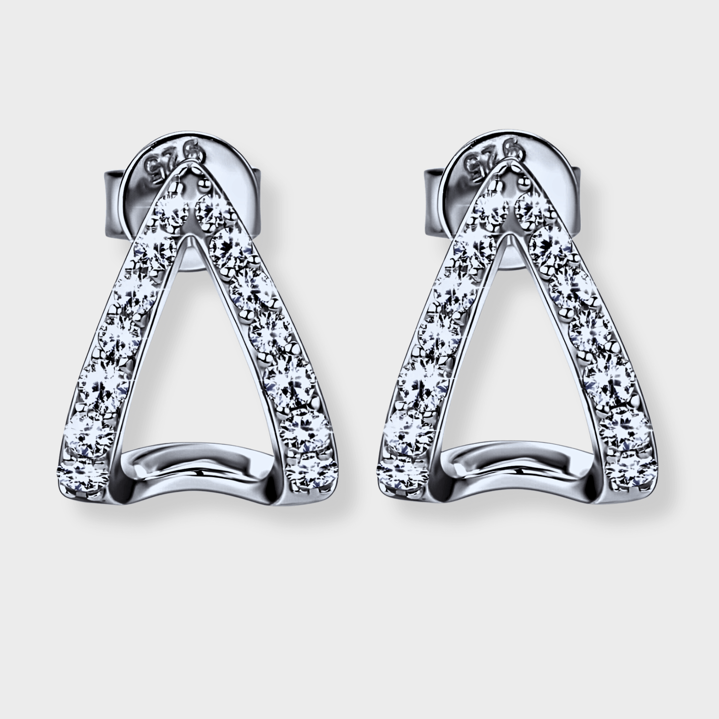 Apex Studs - Geometric shaped moissanite earrings in 925 sterling silver. | Silver moissanite earrings