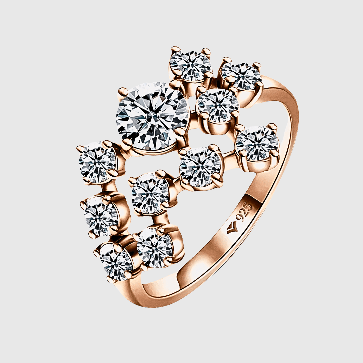 Marigold Ring 1.2ct - Rose gold Moissanite Ring featuring clustered moissanite stones.