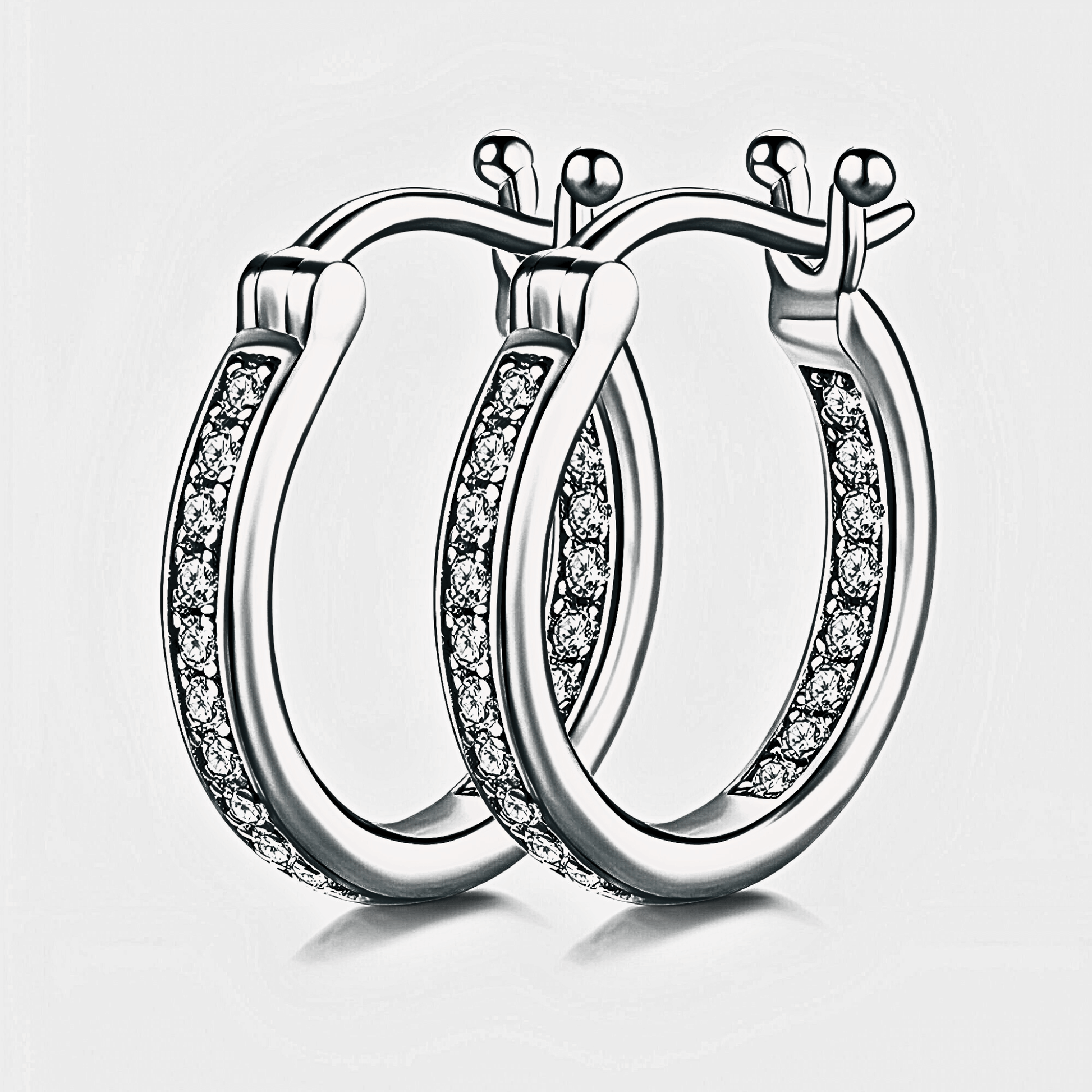 Tallis Hoops - silver moissanite earrings