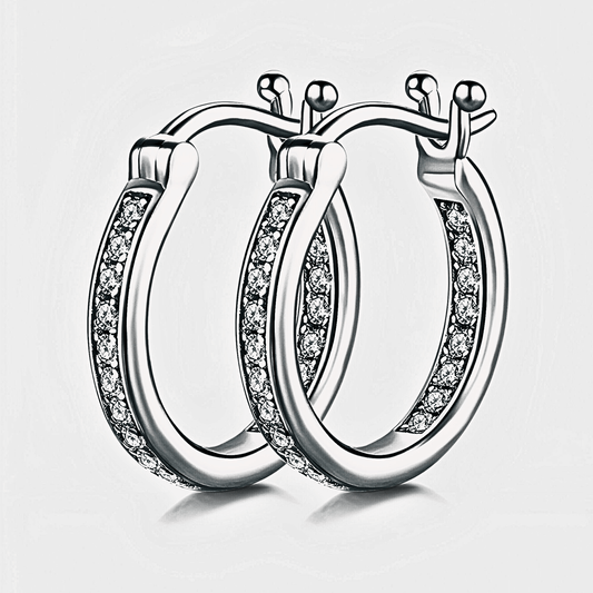 Tallis Hoops - silver moissanite earrings