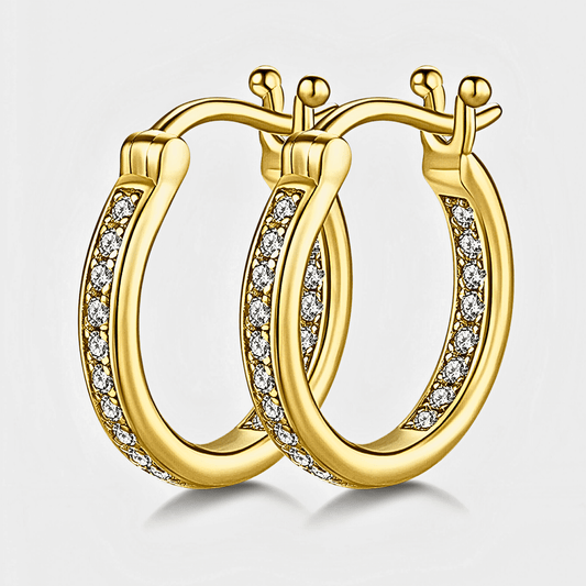 Tallis Hoops / gold moissanite earrings - Gold plated moissanite hoop earrings.
