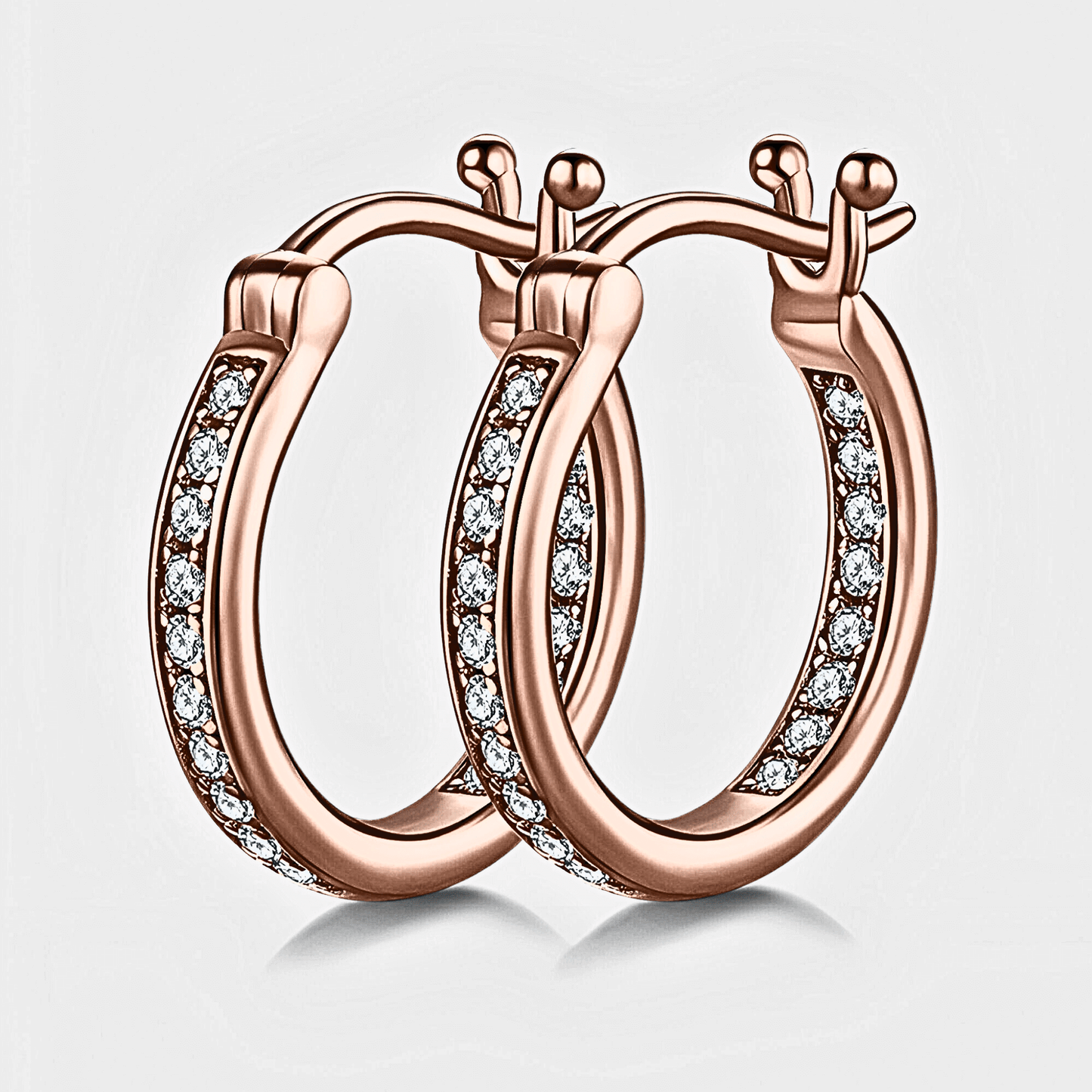 Tallis Hoops / rose gold moissanite earrings - Rose Gold plated Moissanite hoop Earrings