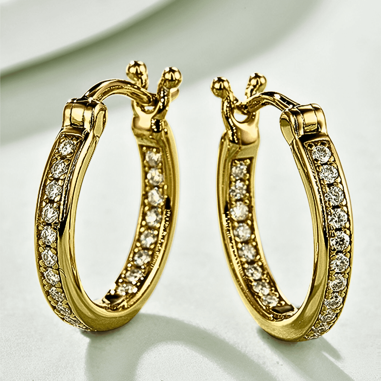 Tallis Hoops / gold moissanite earrings - Gold plated moissanite hoop earrings