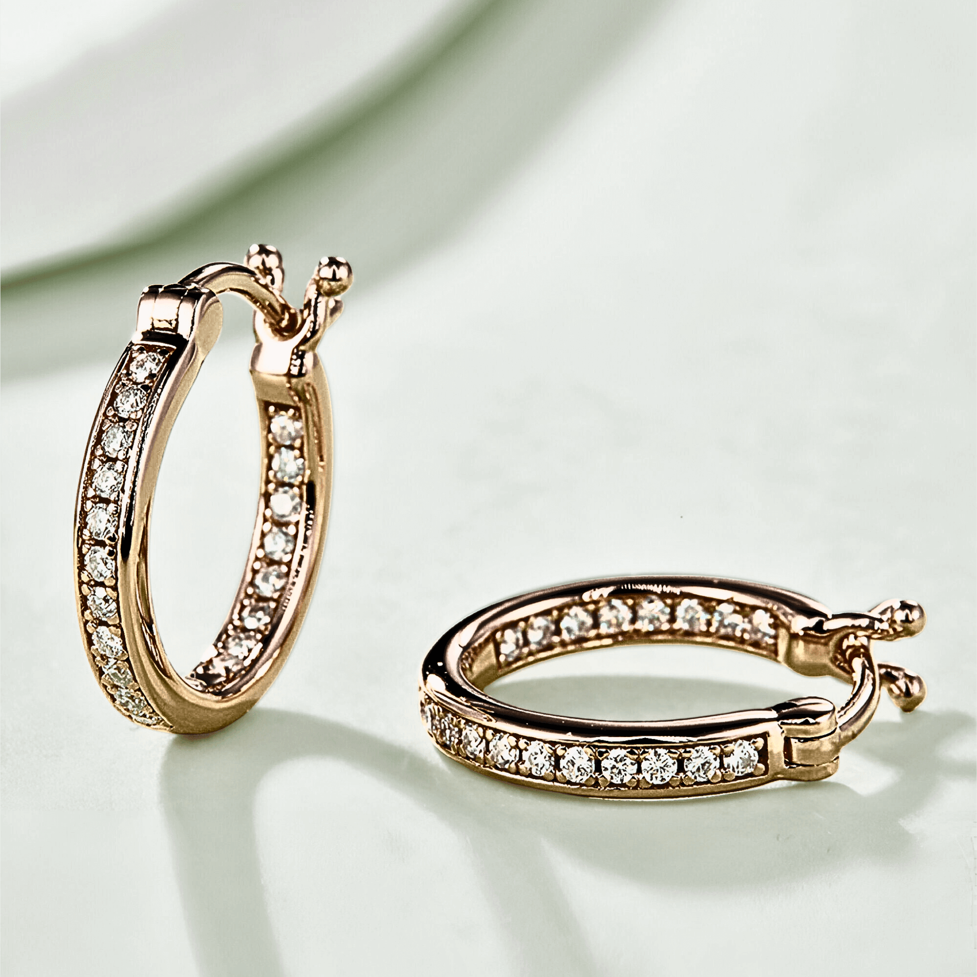 Tallis Hoops / rose gold moissanite earrings - Rose Gold plated Moissanite hoop Earrings