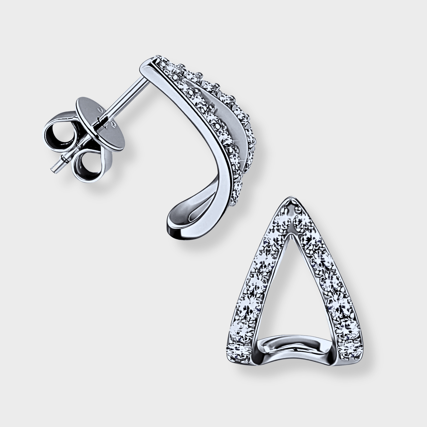 Apex Studs - Geometric shaped moissanite earrings in 925 sterling silver. | Silver moissanite earrings