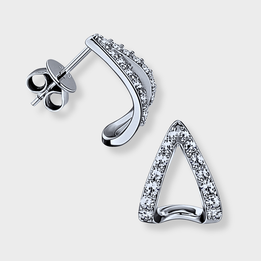 Apex Studs - Geometric shaped moissanite earrings in 925 sterling silver. | Silver moissanite earrings