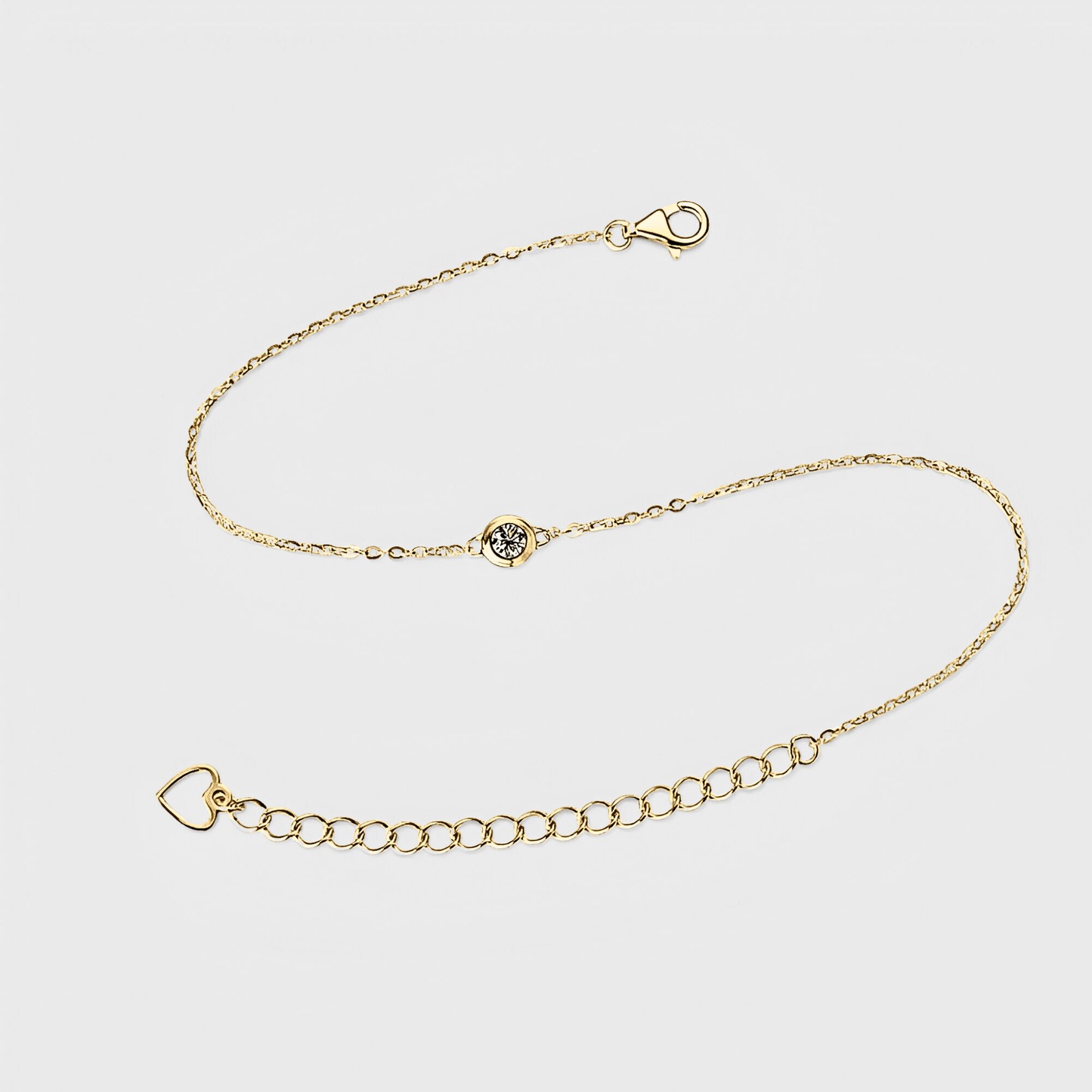 Sola Bracelet - Inlaid gold Moissanite Bracelet in 18k gold featuring 925 sterling silver and a central moissanite stone.