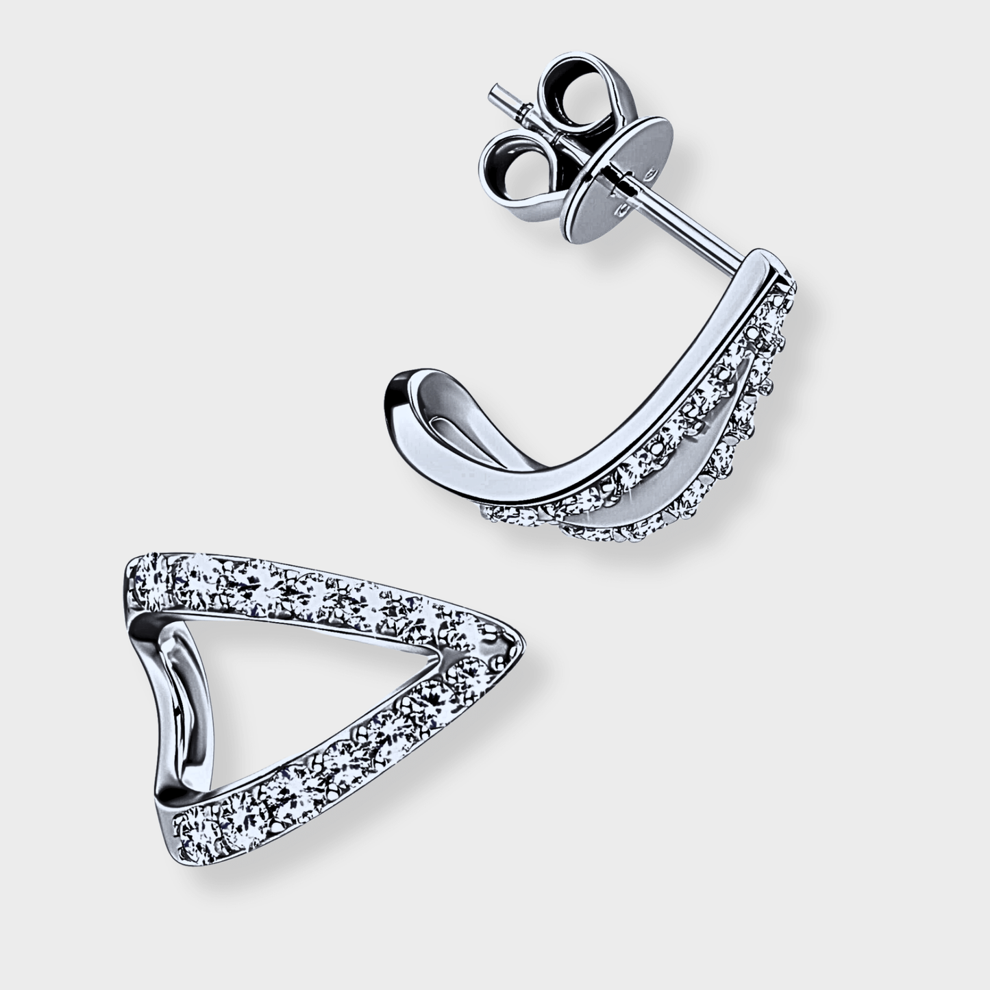 Apex Studs - Geometric shaped moissanite earrings in 925 sterling silver. | Silver moissanite earrings