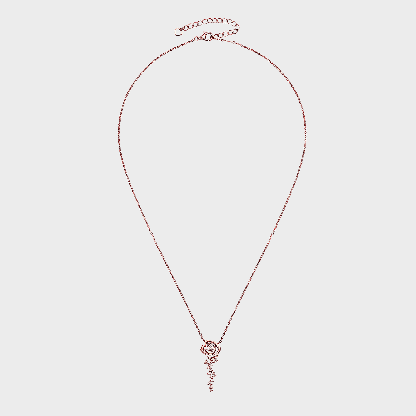 Rosalia Pendant - Rose Gold Necklace featuring a floral design with white moissanite and 18k rose gold plating.