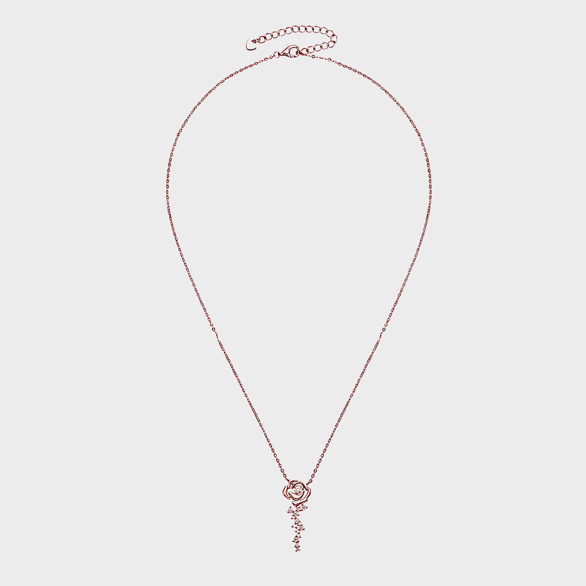 Rosalia Pendant - Rose Gold Necklace featuring a floral design with white moissanite and 18k rose gold plating.
