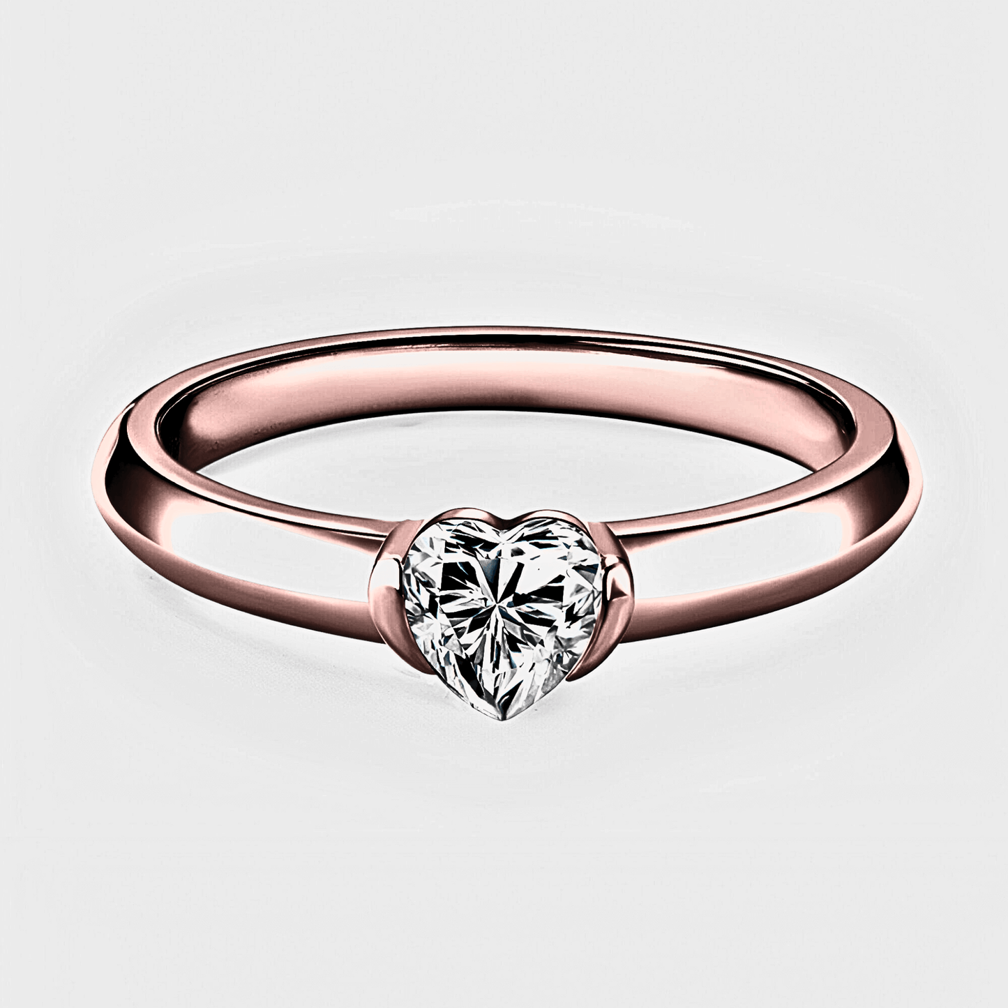 Sylvie Ring 0.5ct - 18k Rose Gold Ring featuring a heart-shaped moissanite stone.