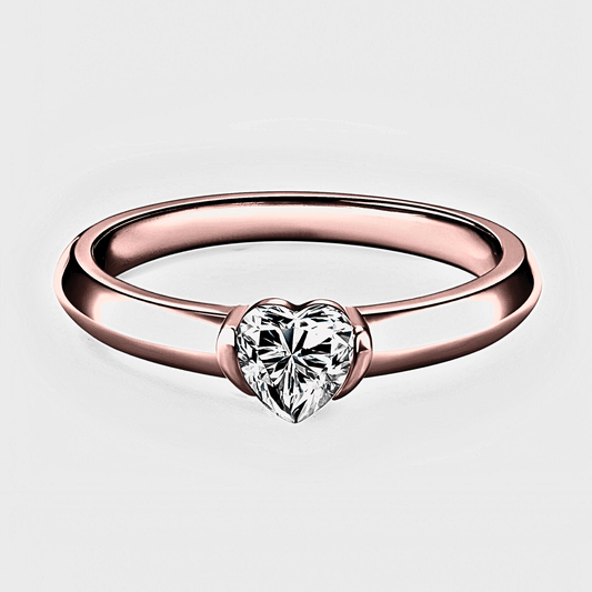 Sylvie Ring 0.5ct - 18k Rose Gold Ring featuring a heart-shaped moissanite stone.