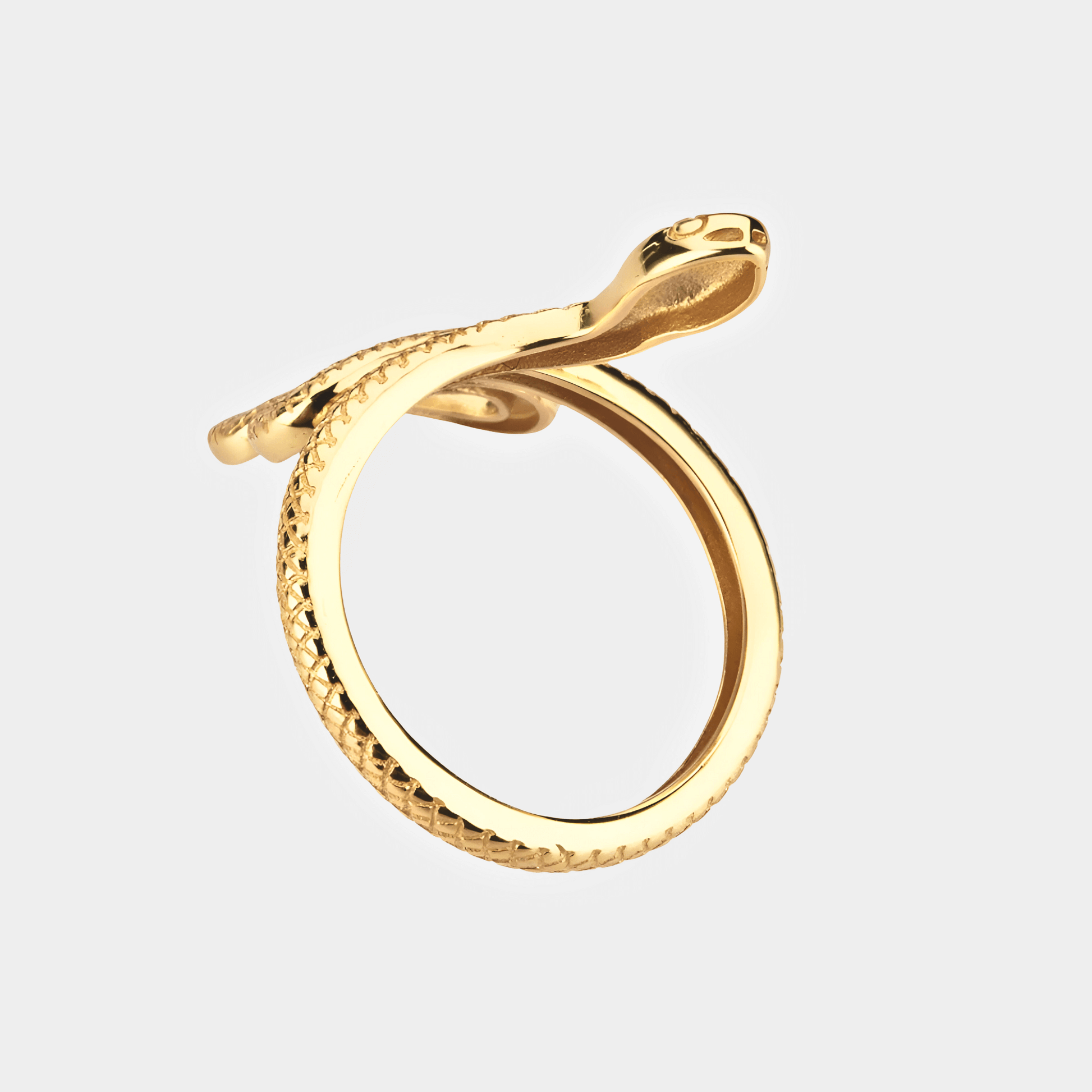 Naga Ring, a snake ring plated in 18k gold.