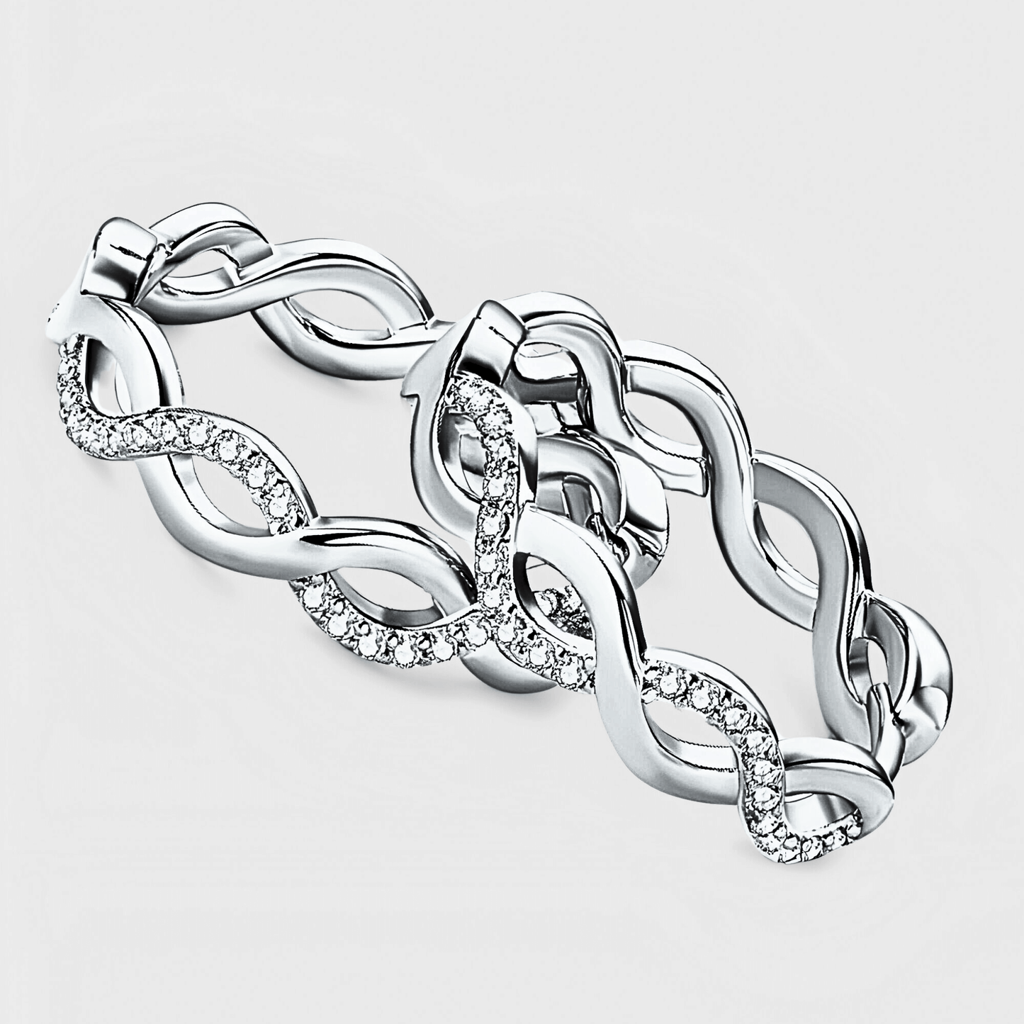Vita Hoops - Hoop Earrings in 925 sterling silver featuring a crisscross design with moissanite accents.  silver moissanite earrings