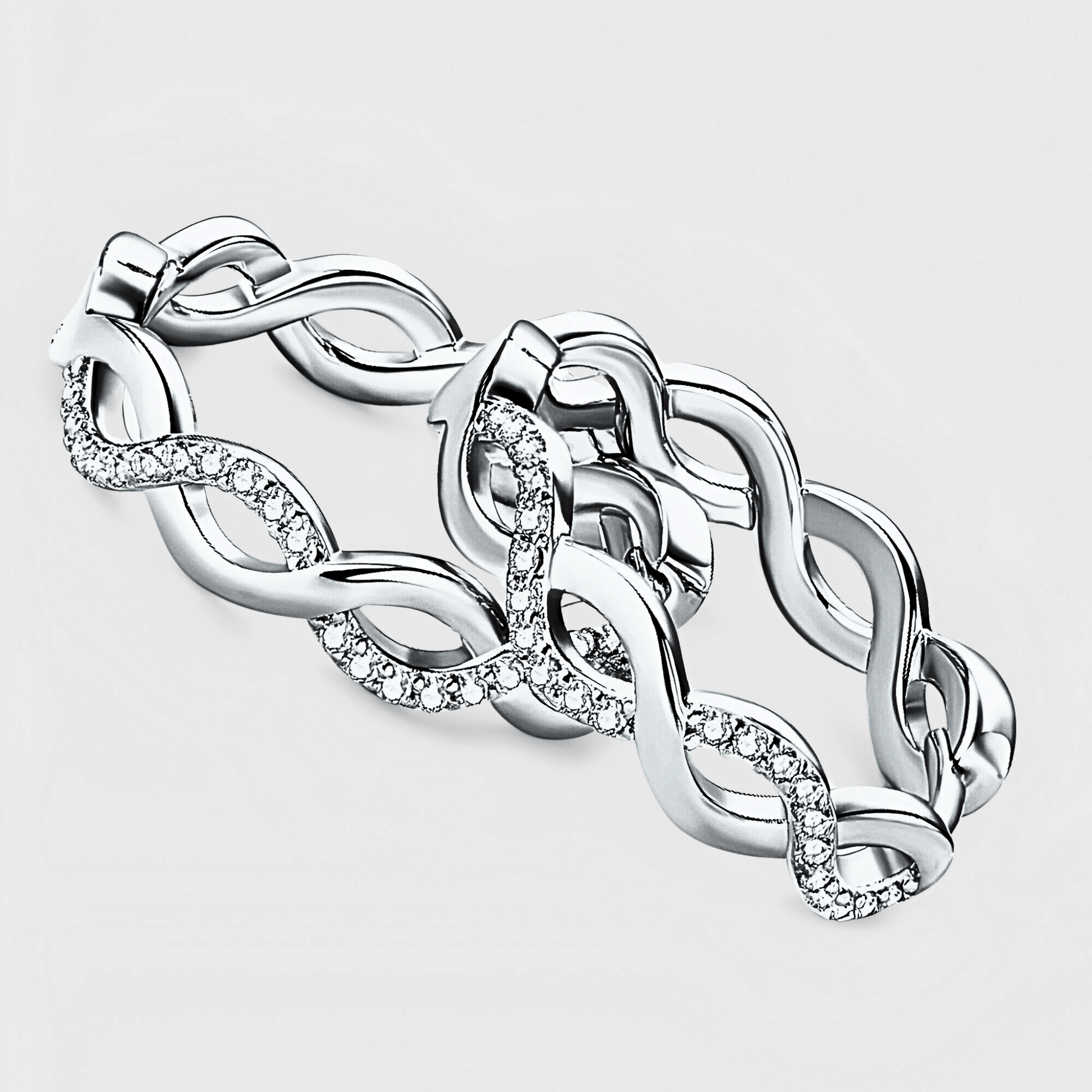 Vita Hoops - Hoop Earrings in 925 sterling silver featuring a crisscross design with moissanite accents.  silver moissanite earrings
