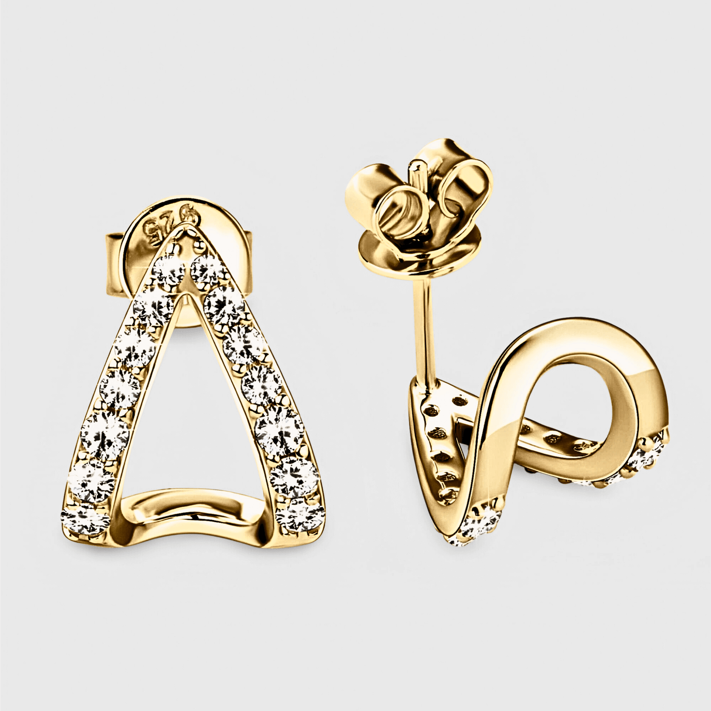 Apex Studs - Geometric shaped moissanite earrings in 18k gold. | Gold moissanite earrings