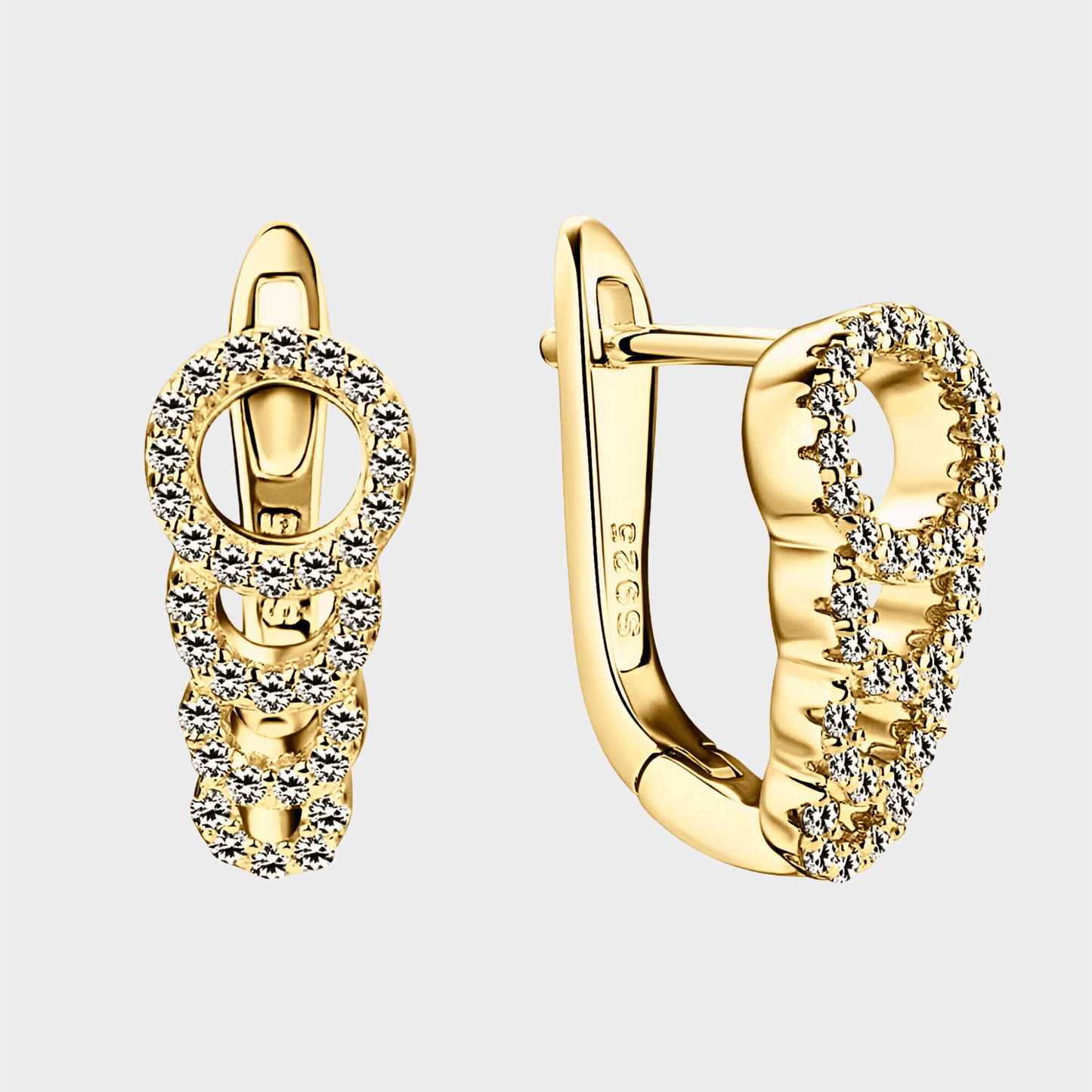 Aveline Studs - Gold Moissanite Earrings featuring 18K gold.