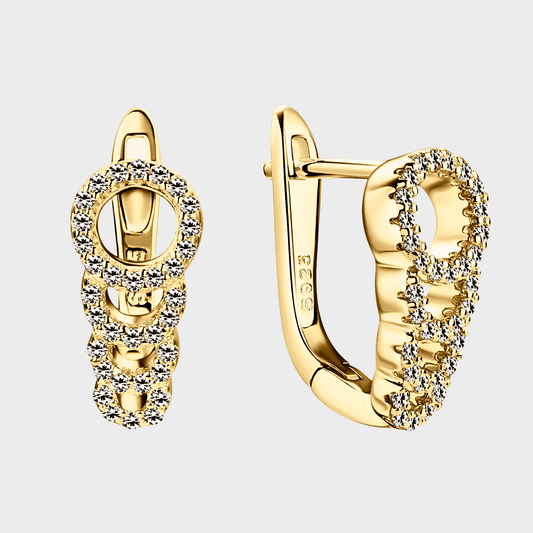 Aveline Studs - Gold Moissanite Earrings featuring 18K gold.