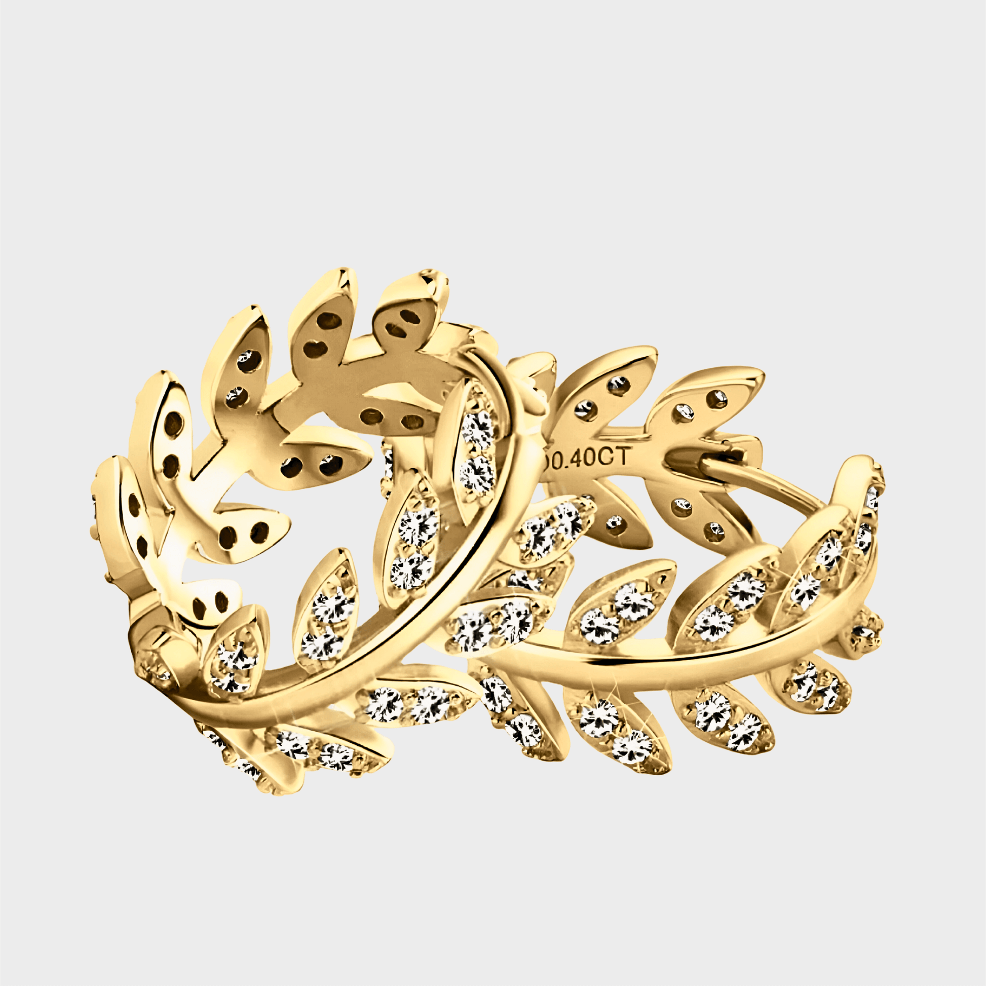 Aurelian Hoops – Laurel shaped moissanite hoop earrings in 18k gold.  | Gold Moissanite Earrings