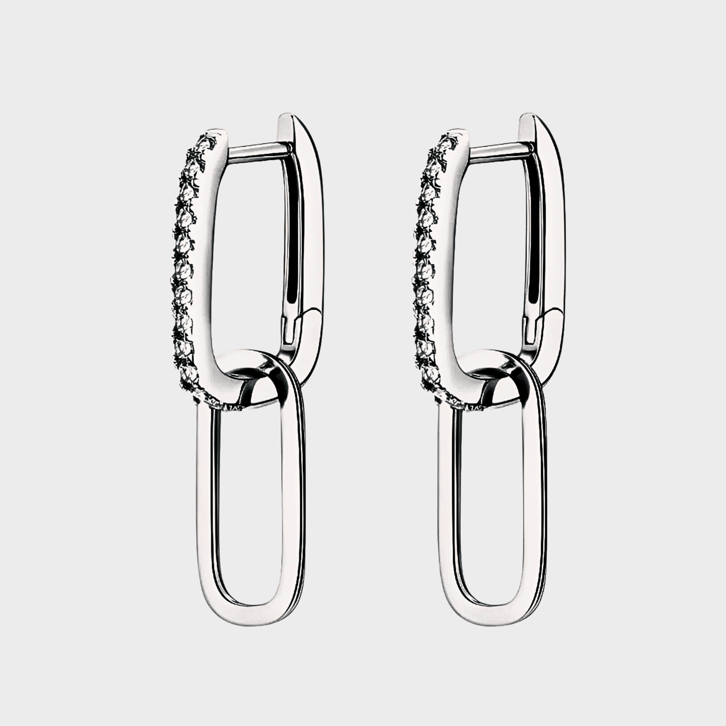 Gilda Hoops - geometric shaped hoop earrings in 925 sterling silver with moissanite accents. | Silver Moissanite earrings