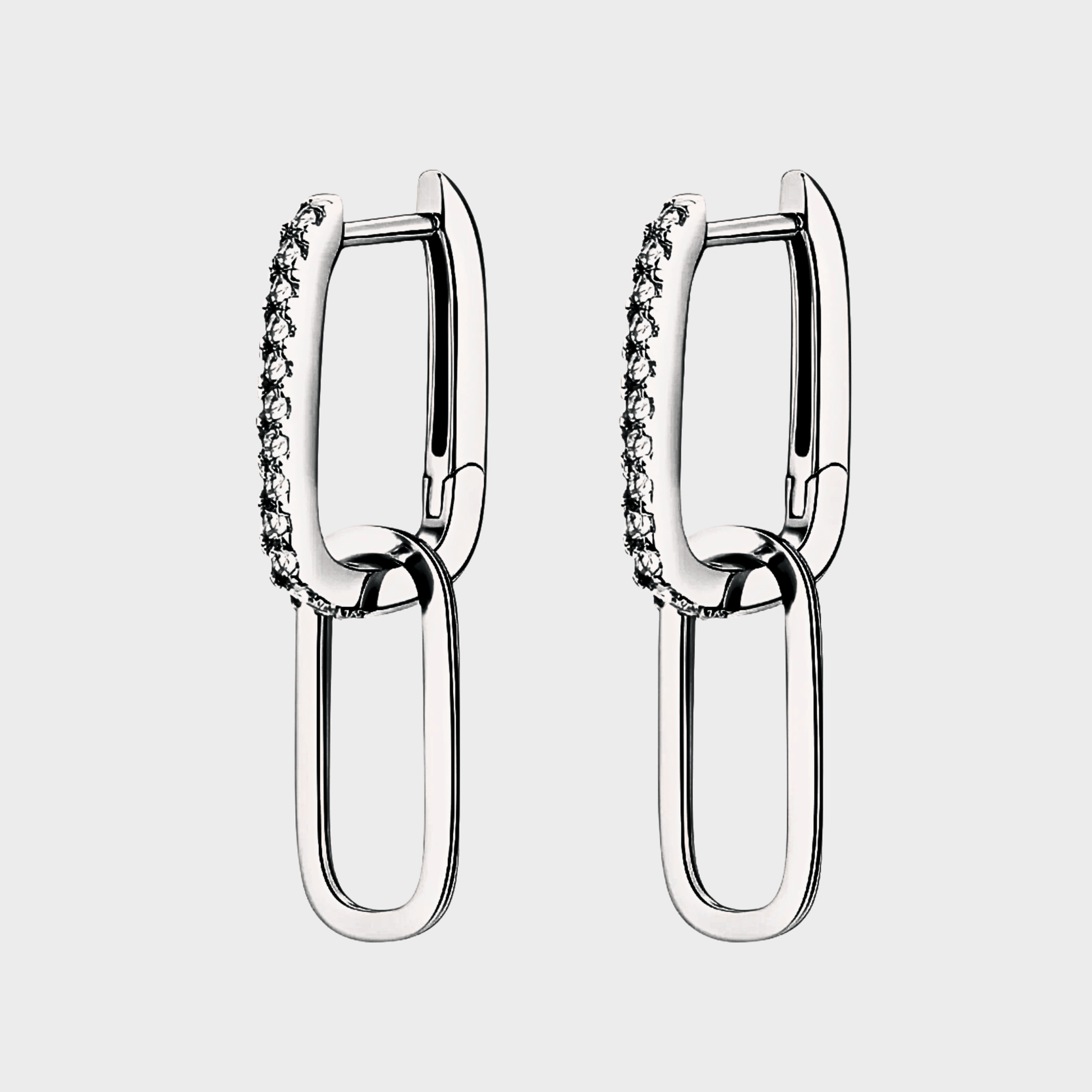 Gilda Hoops - geometric shaped hoop earrings in 925 sterling silver with moissanite accents. | Silver Moissanite earrings