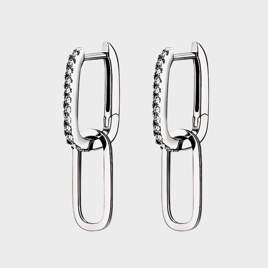 Gilda Hoops - geometric shaped hoop earrings in 925 sterling silver with moissanite accents. | Silver Moissanite earrings