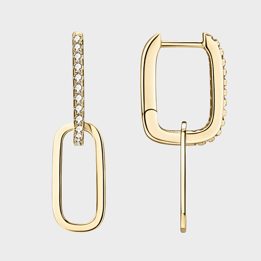 Gilda Hoops - Gold Moissanite Earrings in geometric hoop design made from 18k gold plating and Moissanite.