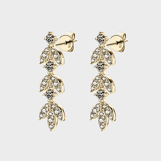 Alkahest Drops –  Moissanite drop Earrings in 18k gold. | gold moissanite earrings