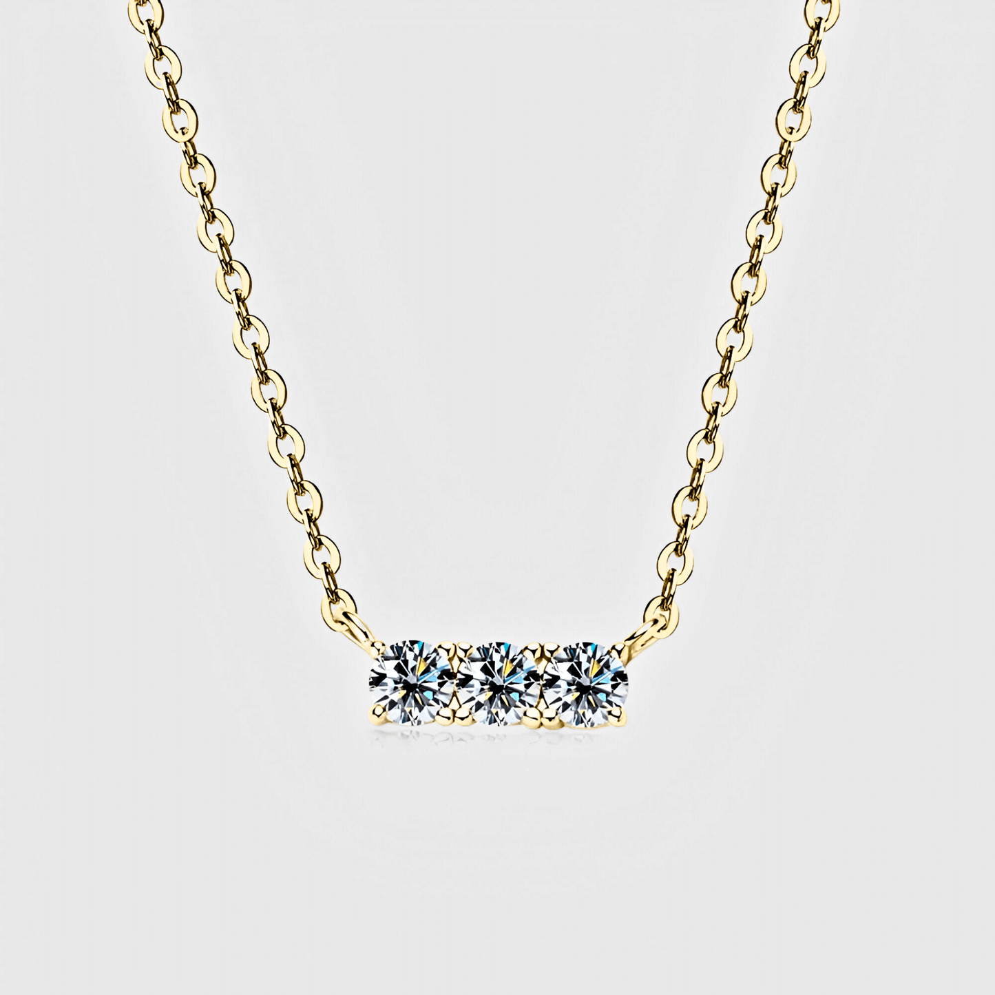 Linea Pendant - Inlaid Moissanite Necklace/ pendant in 18k gold.